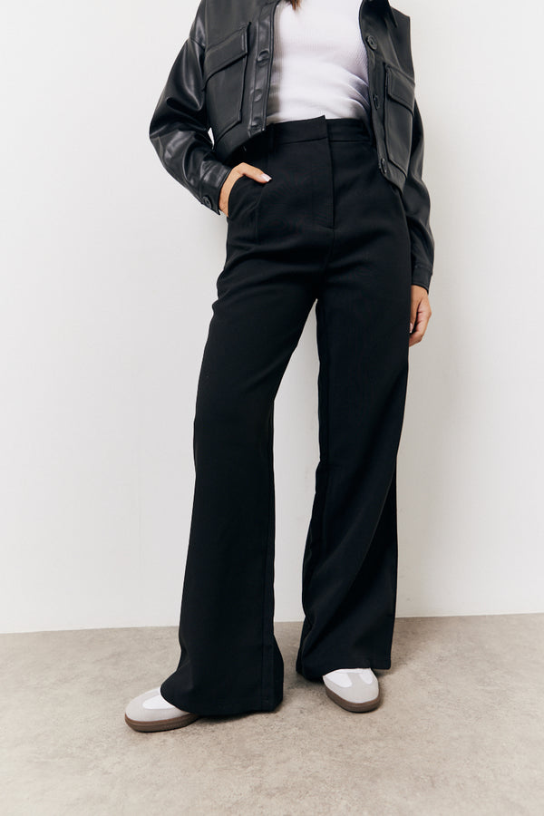 In The Style In The Style Black Tailored Wide Leg Trouser Black