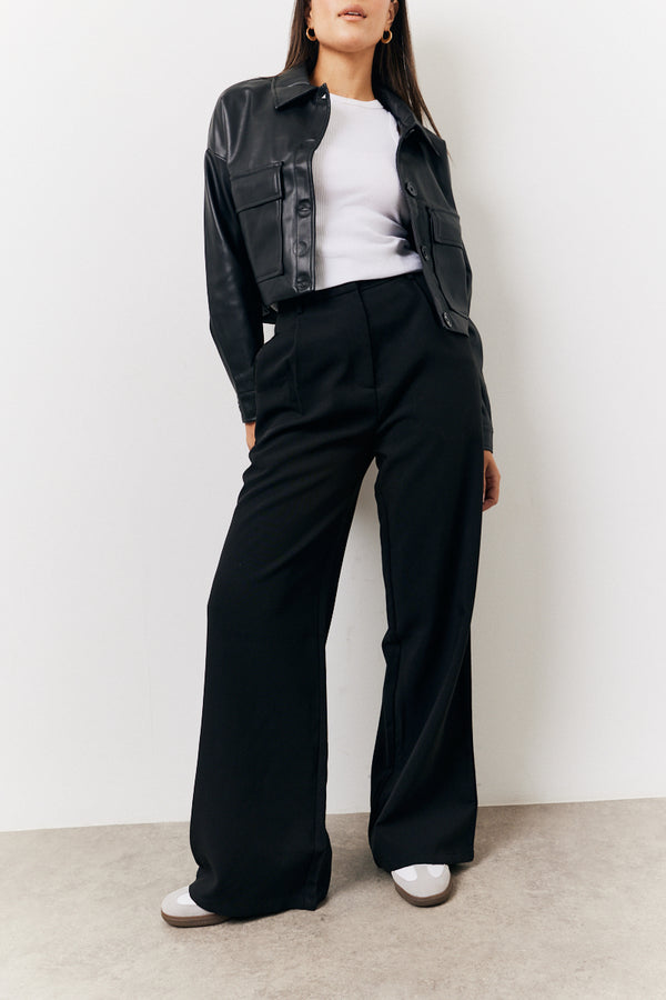 In The Style In The Style Black Tailored Wide Leg Trouser Black