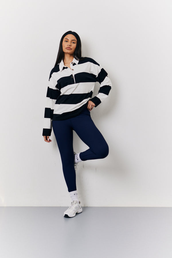 In The Style In The Style Black & White 90's Stripe Long Sleeve Rugby Shirt Multi