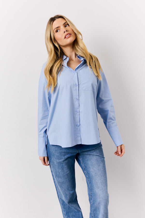 in the style In The Style Blue Oversized Shirt Blue