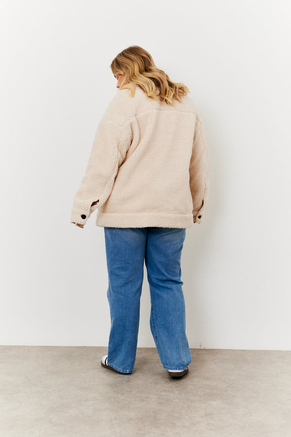 In The Style In The Style Borg Button Through Jacket With Pockets Cream