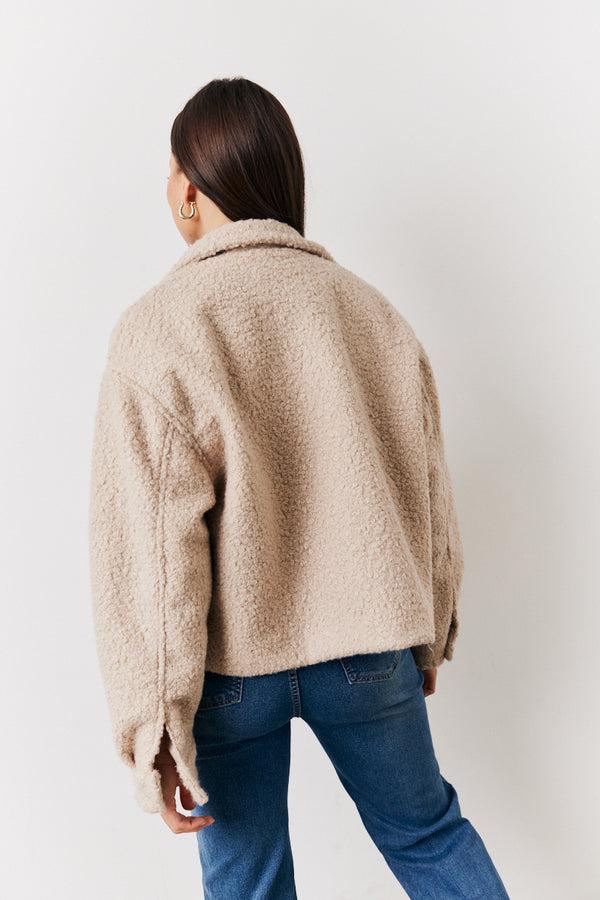 In The Style In The Style Boucle Pocket Detail Jacket Oatmeal