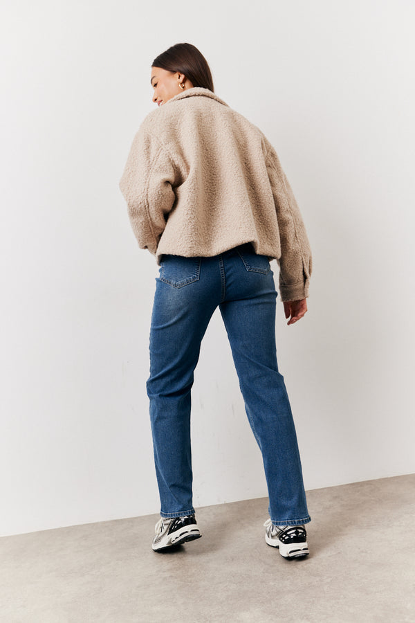 In The Style In The Style Boucle Pocket Detail Jacket Oatmeal