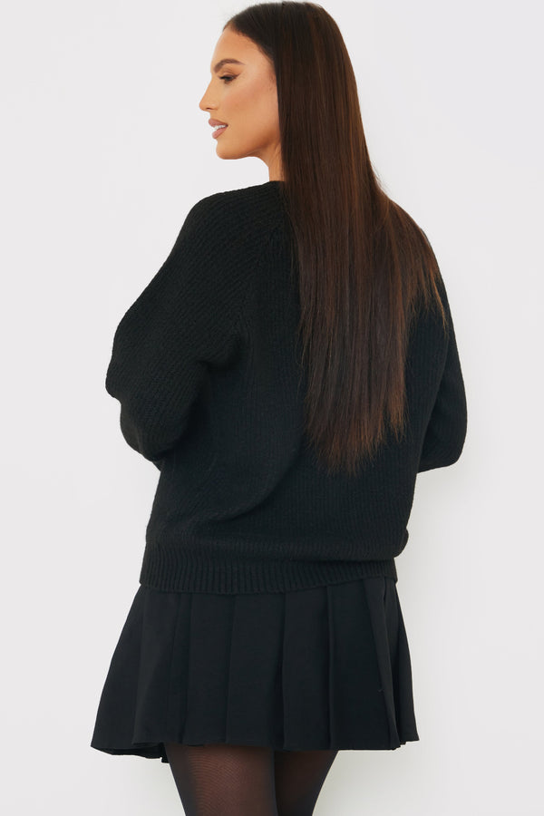 In The Style In The Style Bow Detail Button Up Knit Cardigan Black