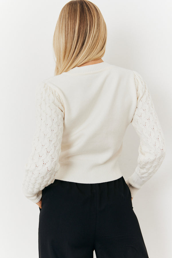 In The Style In The Style Bow Detail Knit Cardigan Cream