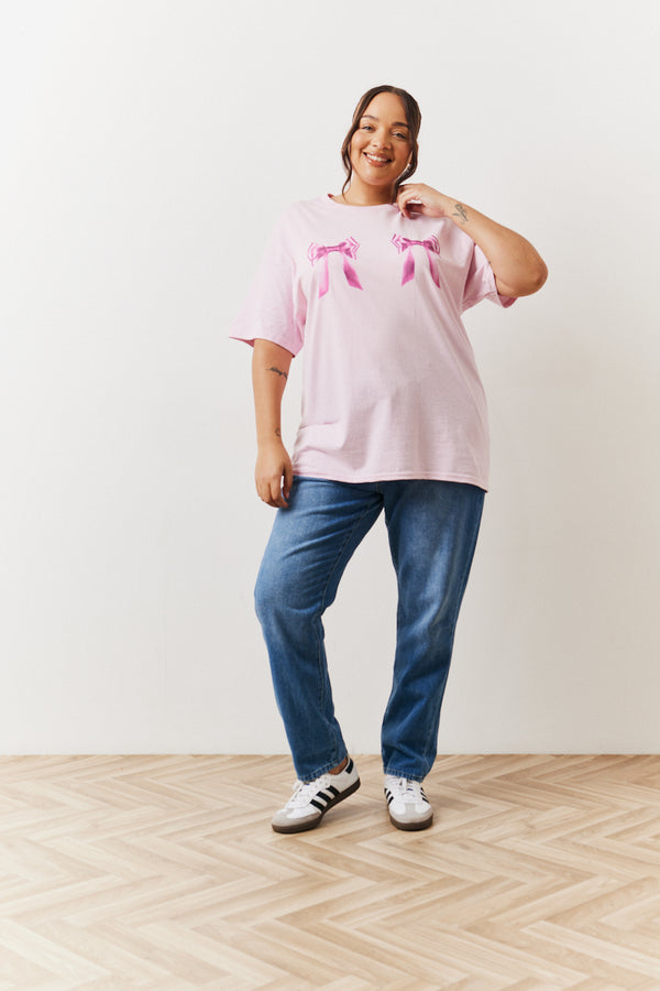 In The Style In The Style Bow Motif T-Shirt Light Pink