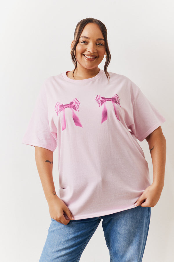 in the style In The Style Bow Motif T-Shirt Light pink