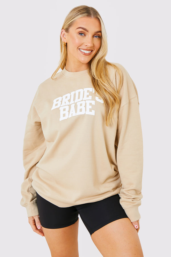 in the style In The Style Bride Babe's Crew Neck Sweatshirt Stone