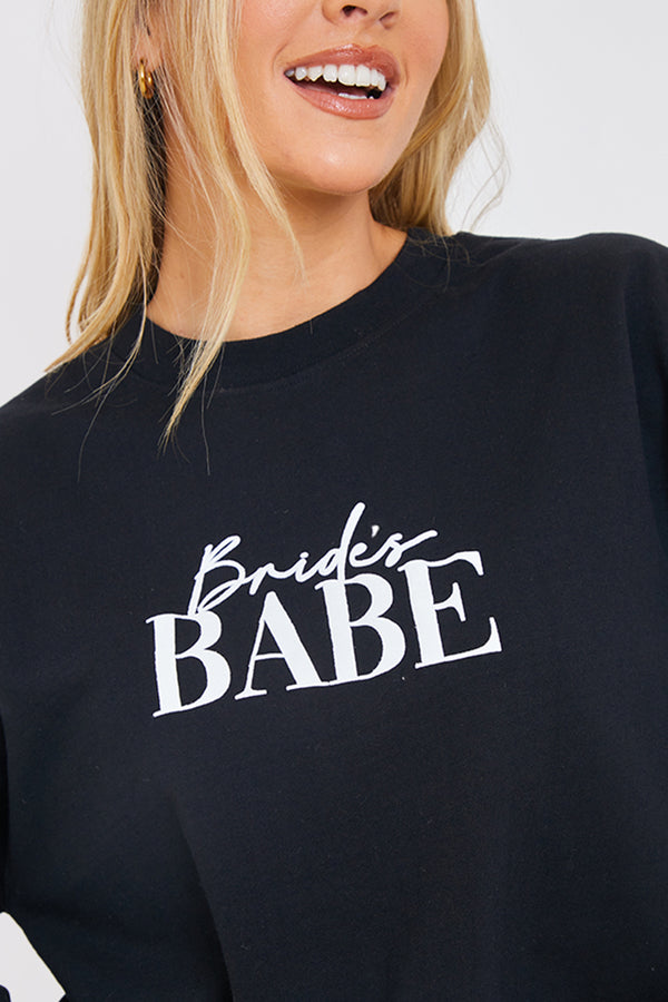 In The Style In The Style Bride's Babe Crew Neck Sweatshirt Black