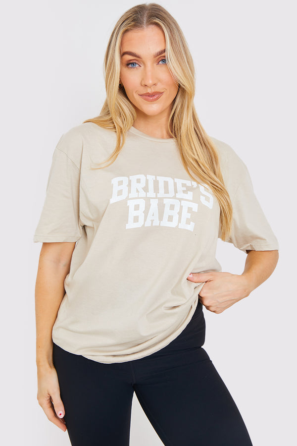 in the style In The Style Bride's Babe Crew Neck T-Shirt Stone