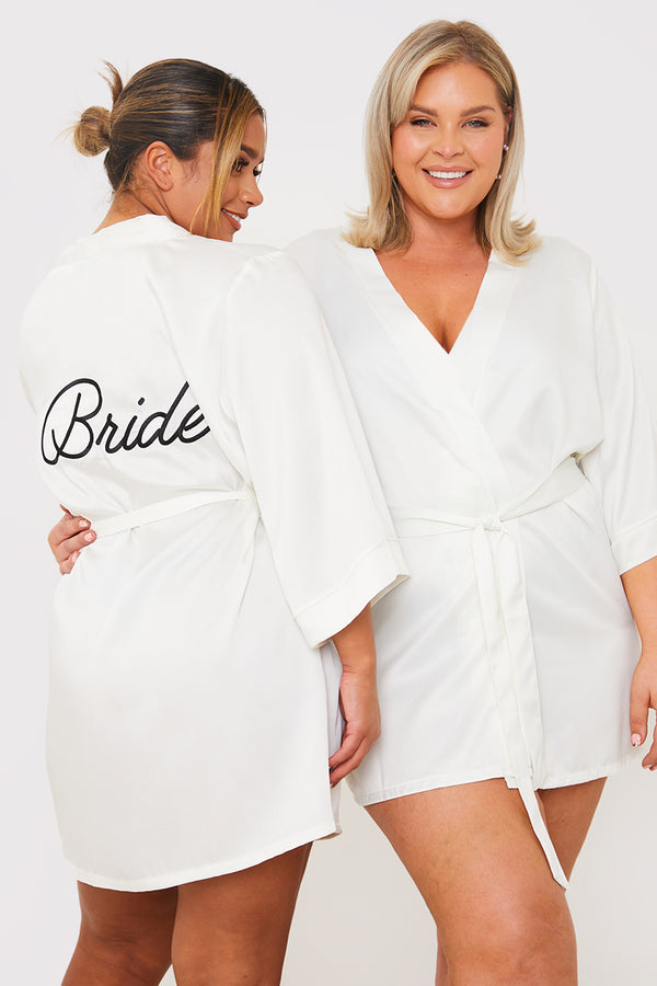 In The Style In The Style Bride Satin Dressing Gown With Gifting White