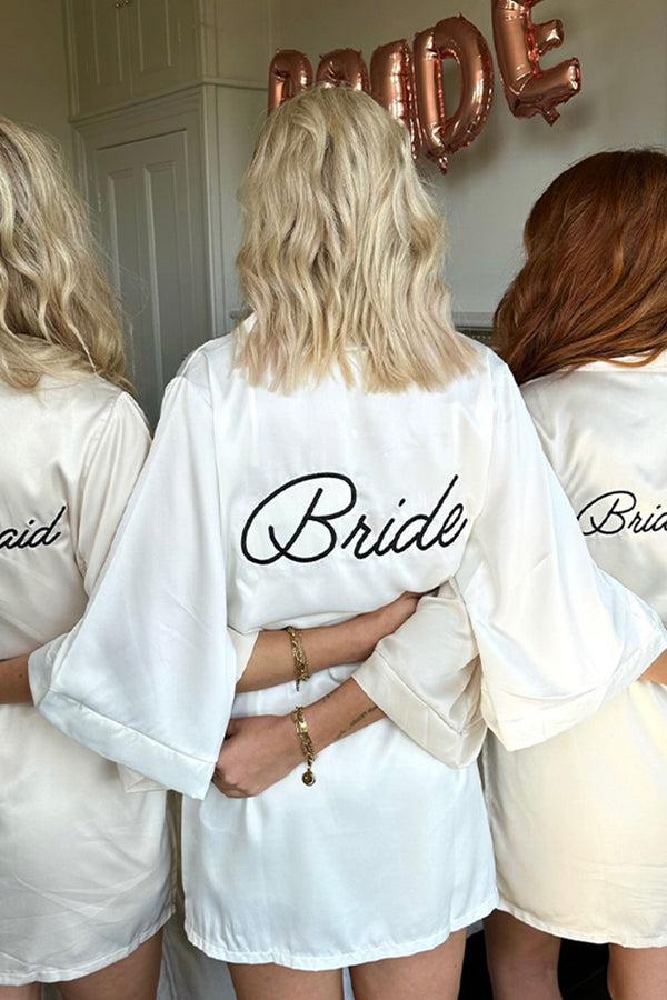 in the style In The Style Bride Satin Dressing Gown With Gifting White