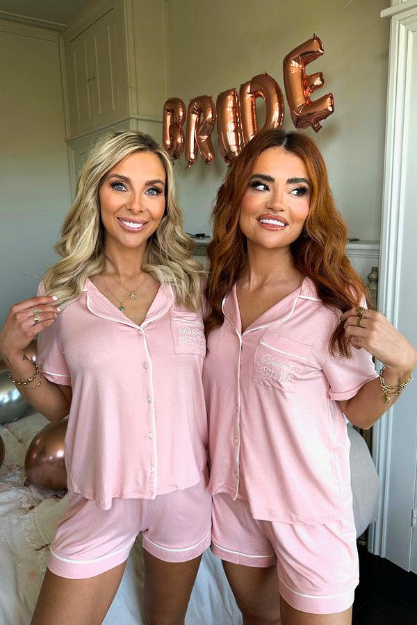 in the style In The Style BrideS Besties Jersey Short Sleeve Pj Set Blush