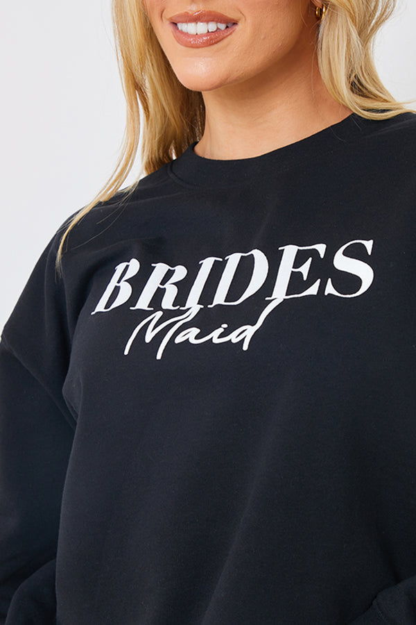 In The Style In The Style Bridesmaid Crew Neck Sweatshirt Black
