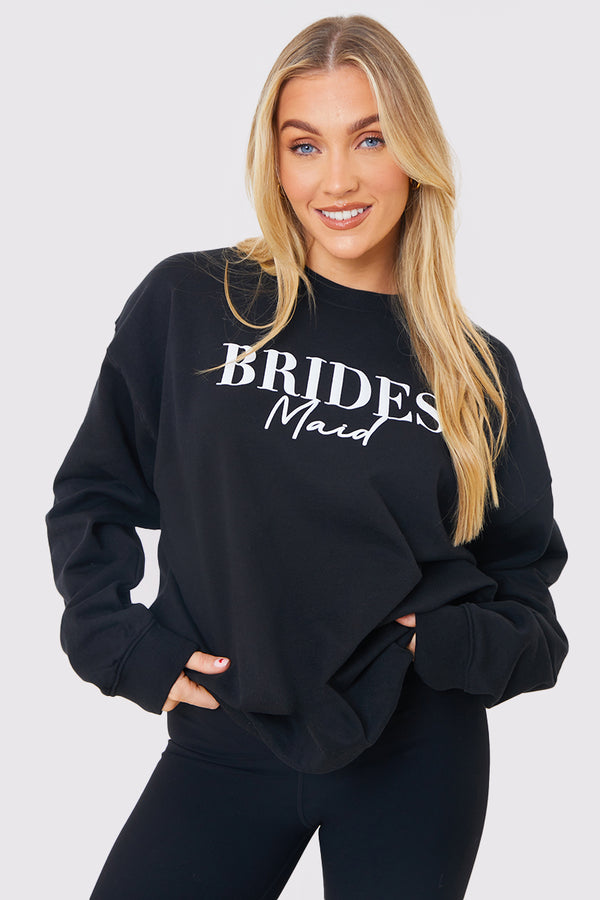 in the style In The Style Bridesmaid Crew Neck Sweatshirt Black