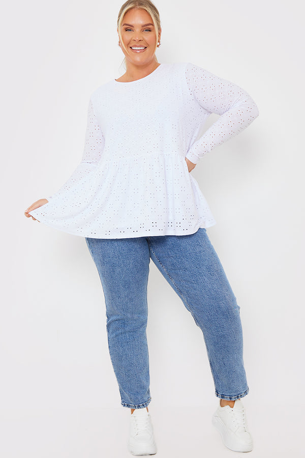 In The Style In The Style BRODERIE LONG SLEEVE SMOCK TOP White
