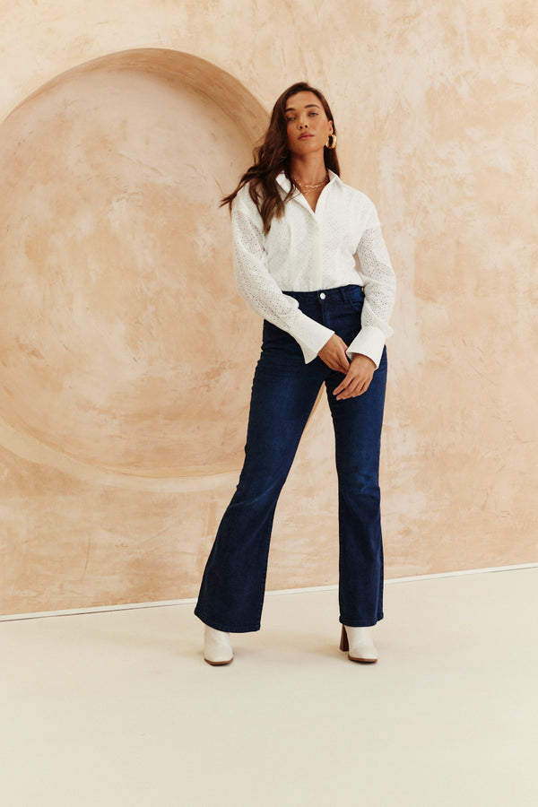 In The Style In The Style Broderie Shirt Bodysuit White