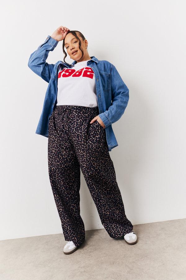 in the style In The Style Brown Leopard Print Trousers Brown