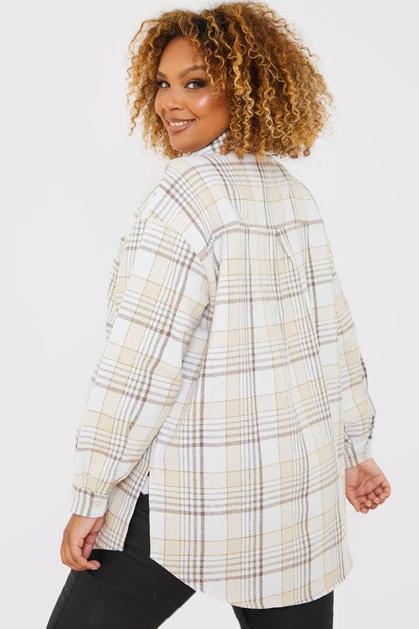 In The Style In The Style Brushed Check Shirt Stone