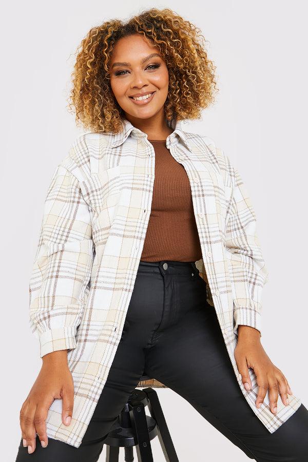 In The Style In The Style Brushed Check Shirt Stone