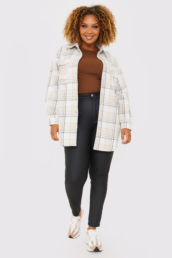 in the style In the Style Brushed Check Shirt Stone