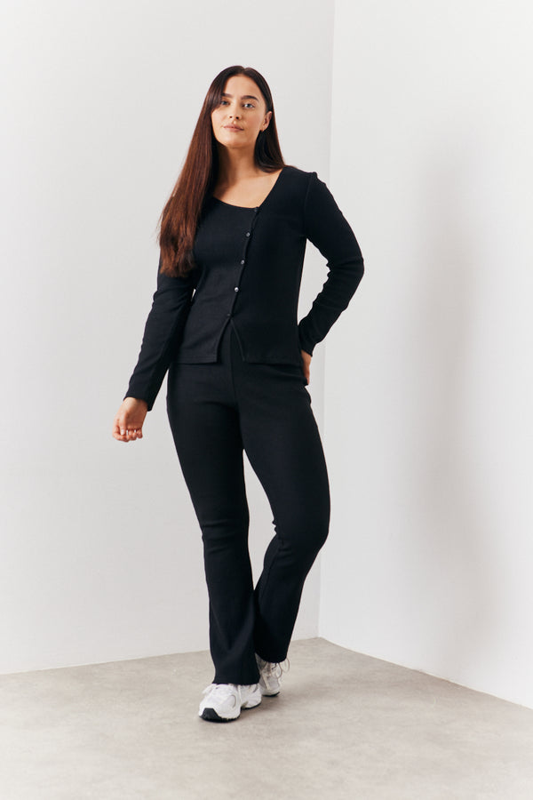 In The Style In The Style Brushed Rib Asymmetric Co-Ord Top Black