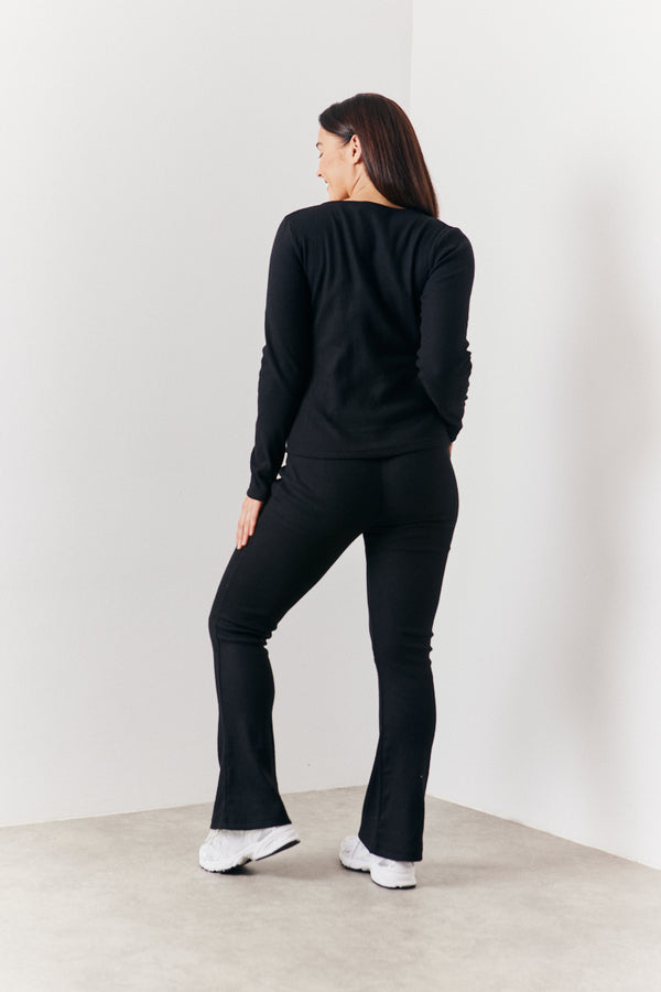 In The Style In The Style Brushed Rib Asymmetric Co-Ord Top Black