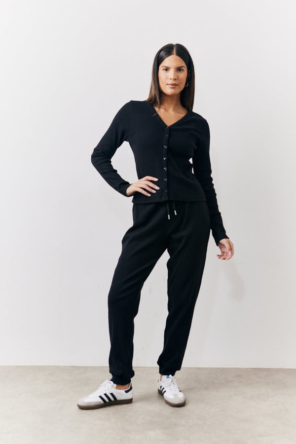 In The Style In The Style Brushed Rib Co Ord Cardigan Black