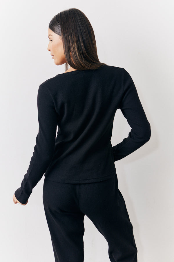 In The Style In The Style Brushed Rib Co Ord Cardigan Black