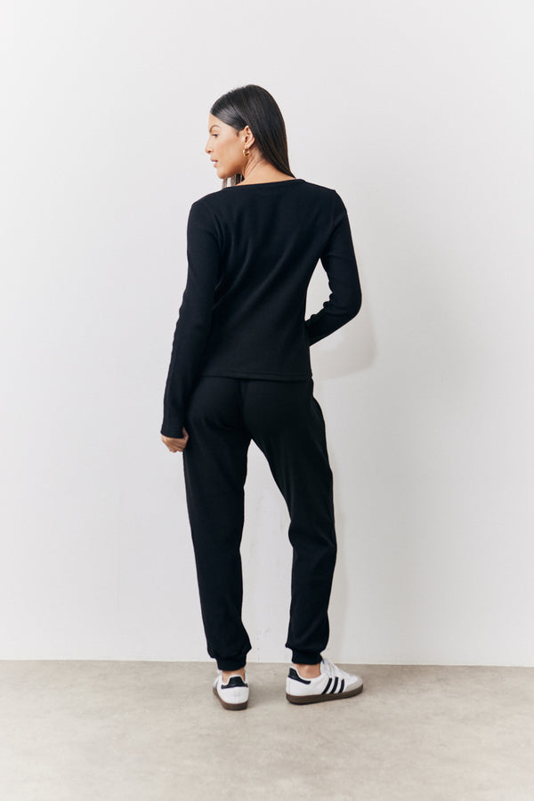 In The Style In The Style Brushed Rib Co Ord Cardigan Black