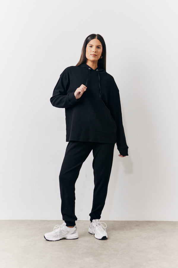 In The Style In The Style Brushed Rib Co Ord Hoodie Black
