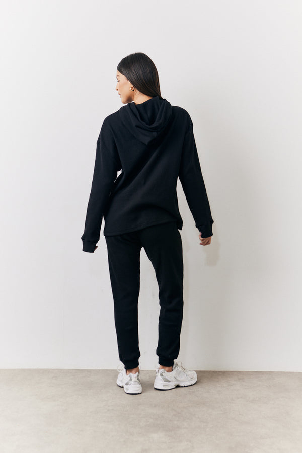In The Style In The Style Brushed Rib Co Ord Hoodie Black
