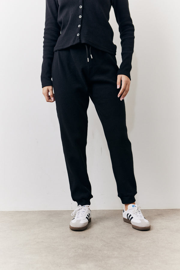In The Style In The Style Brushed Rib Co Ord Slim Joggers Black
