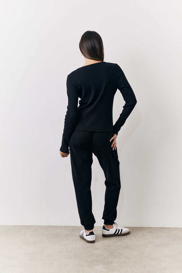 In The Style In The Style Brushed Rib Co Ord Slim Joggers Black
