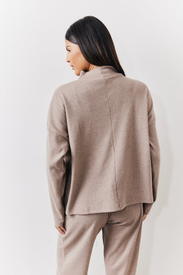 In The Style In The Style Brushed Rib High Neck Co Ord Top Mocha