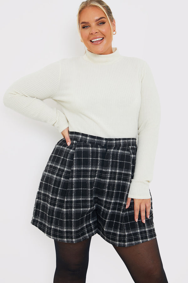 in the style In the Style Brushed Rib High Neck Long Sleeve Top White