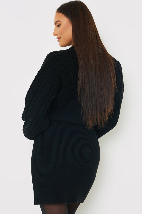 In The Style In The Style Button Up Knit Mini Dress Black