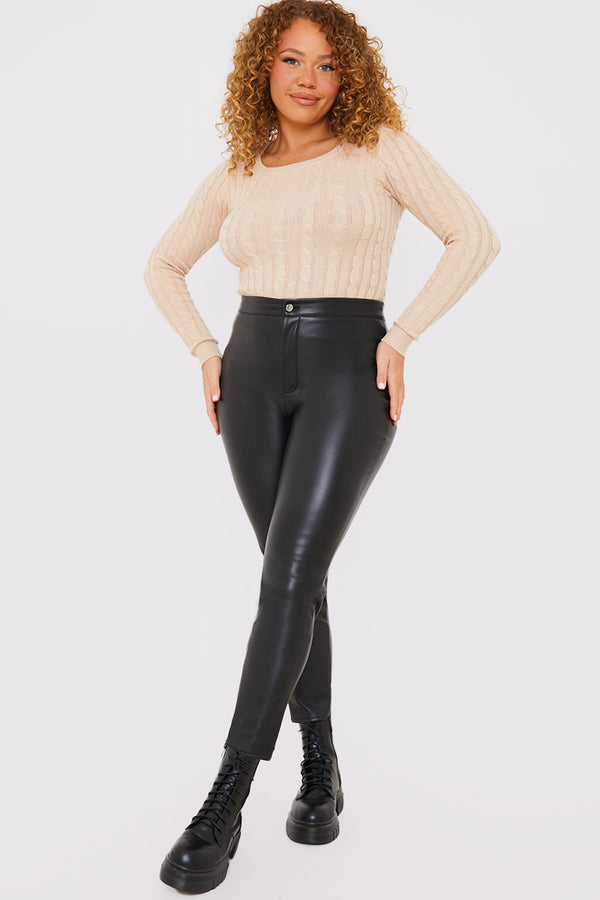 In The Style In The Style Cable Knit Bodysuit Stone