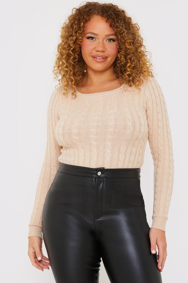 In The Style In The Style Cable Knit Bodysuit Stone