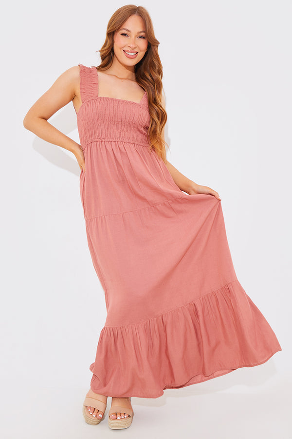 in the style In The Style Cami Tiered Maxi Dress Rust