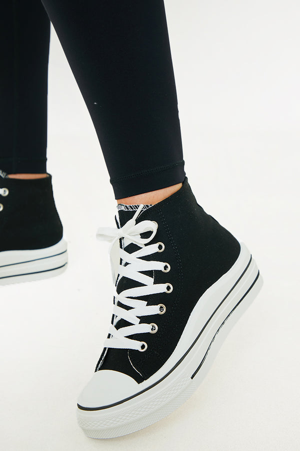 In The Style In The Style CANVAS HIGH TOP TRAINERS Black