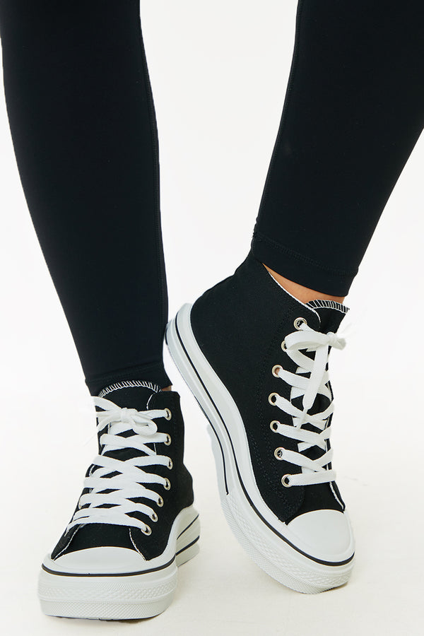 in the style In The Style CANVAS HIGH TOP TRAINERS Black