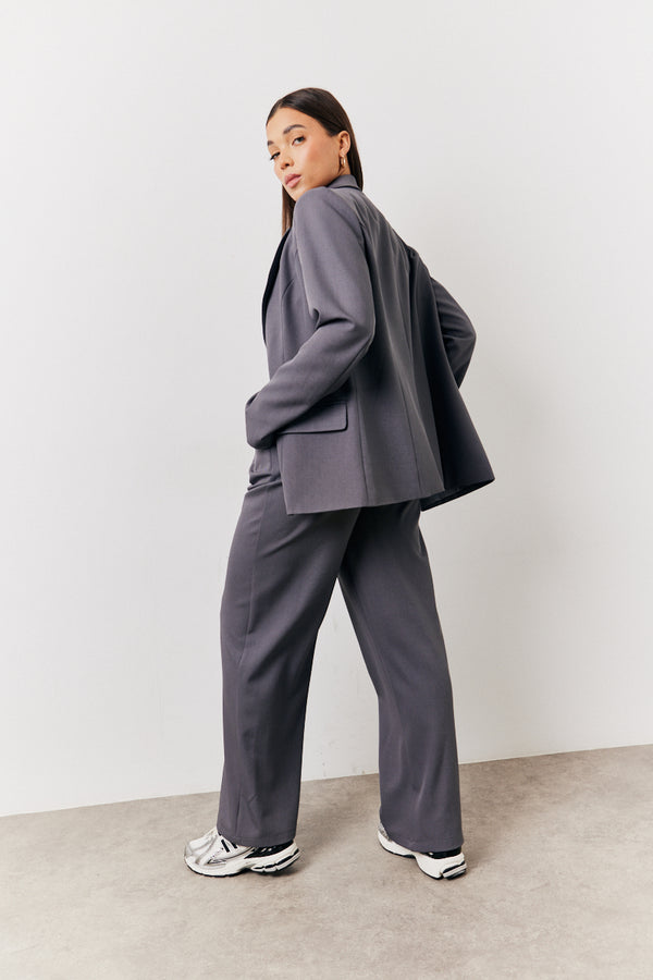 In The Style In The Style Charcoal Elastic Waist Back Trouser Charcoal
