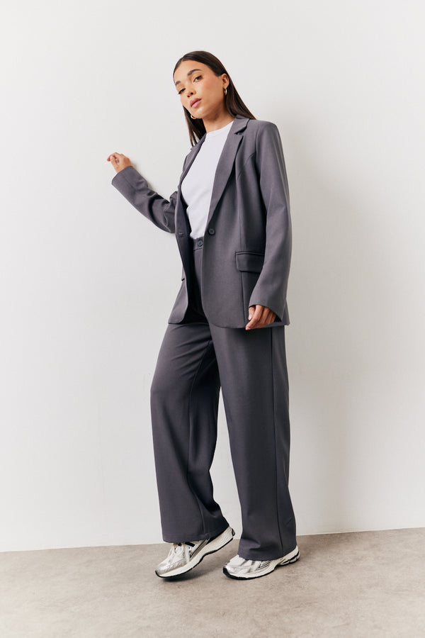 In The Style In The Style Charcoal Relaxed Pocket Detail Blazer Charcoal