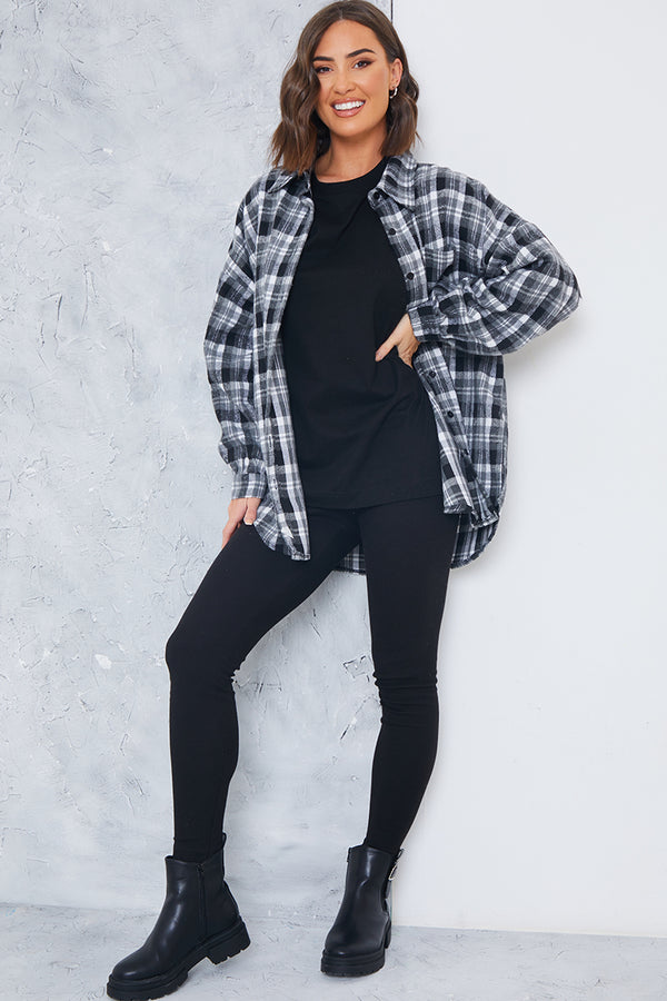 In The Style In The Style Check Oversized Shirt Grey