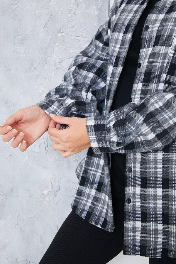 In The Style In The Style Check Oversized Shirt Grey