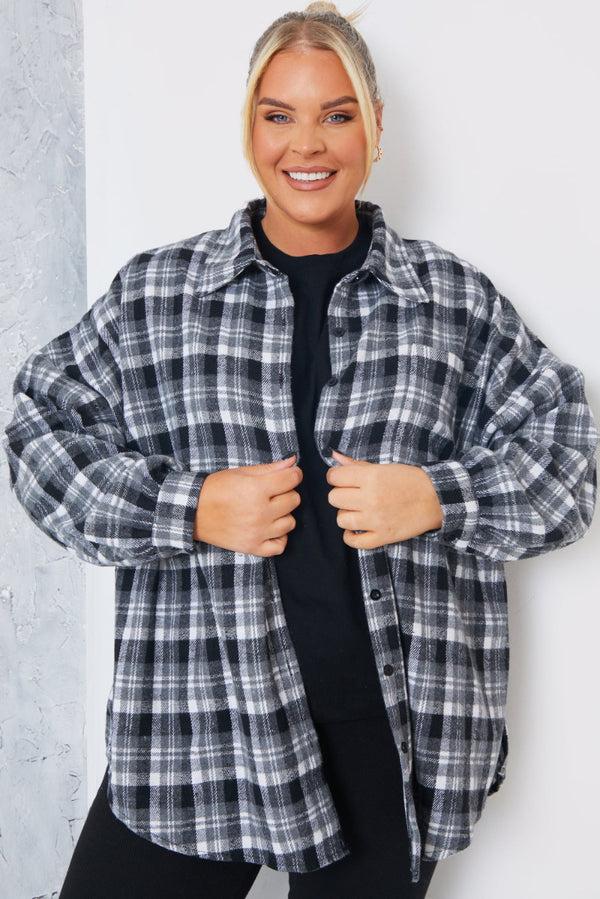 In The Style In The Style Check Oversized Shirt Grey