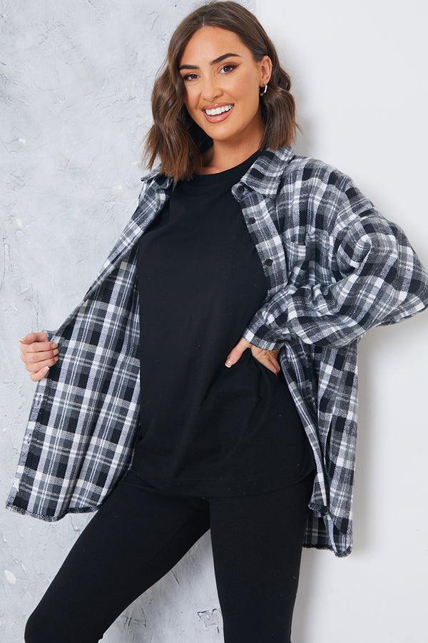 in the style In the Style Check Oversized Shirt Grey in the style In the Style Check Oversized Shirt Grey