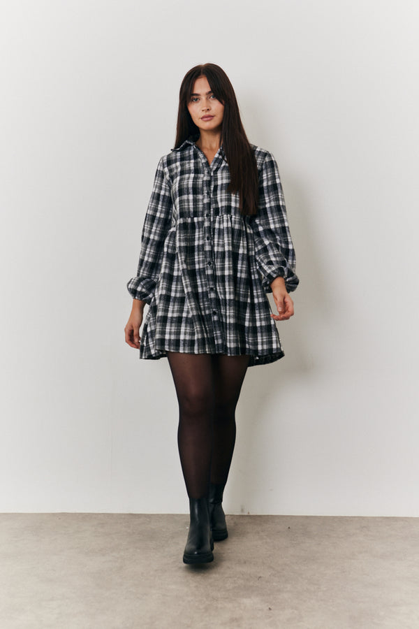 in the style In the Style Check Smock Shirt Dress Grey in the style In the Style Check Smock Shirt Dress Grey