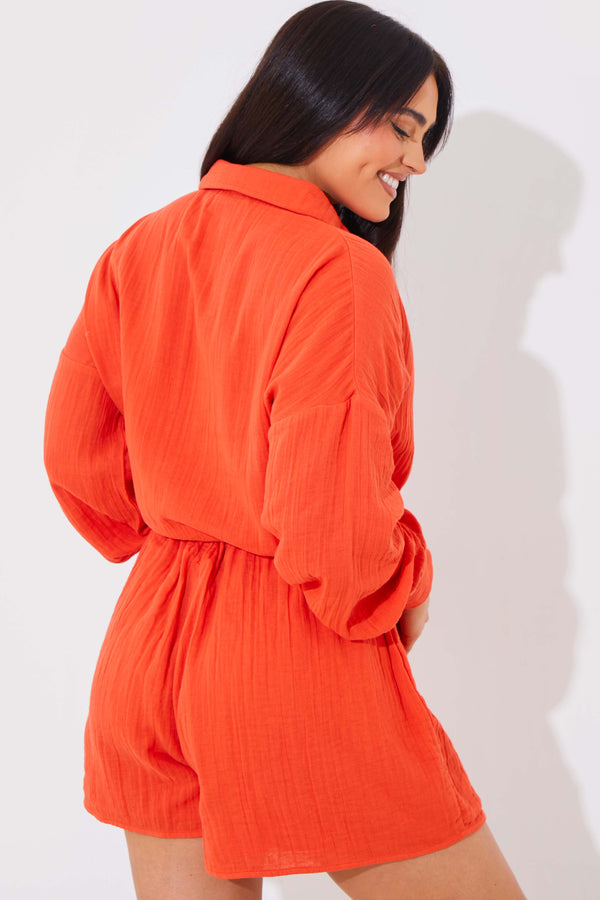 In The Style In The Style Cheesecloth Co-Ord Short Cherry Red